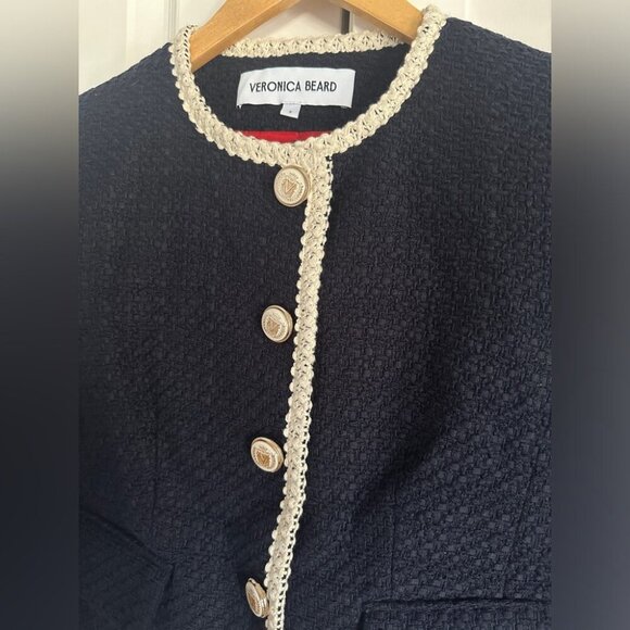 NEW Veronica Beard Mabel Collarless Tweed Jacket Blazer in Navy | size 2 - Picture 13 of 15